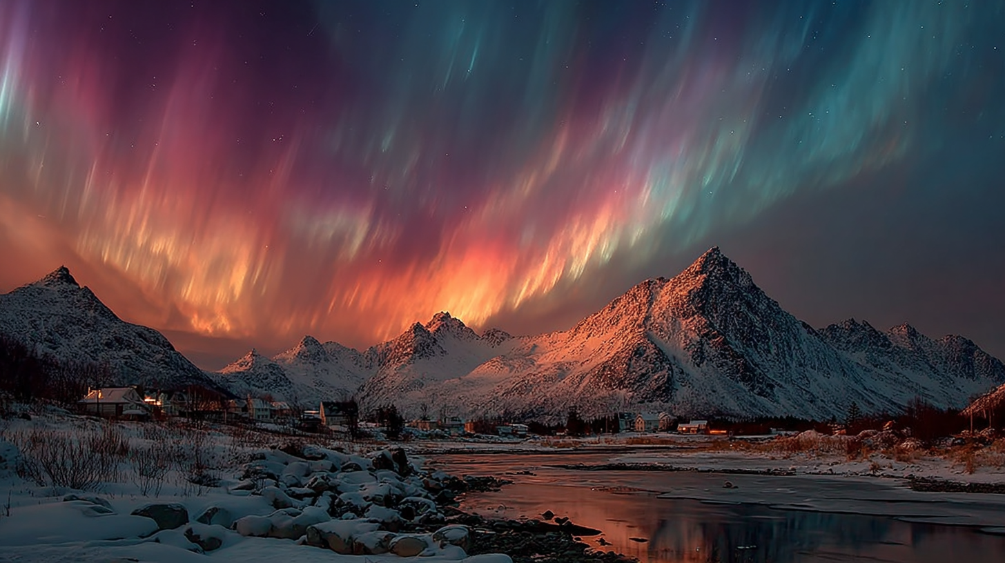 Polarlichter über nordischer Landschaft